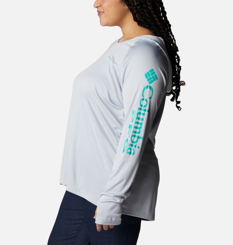 Women's Columbia PFG Tidal Tee Hoodie Light Grey | Plus Size CA-CL350